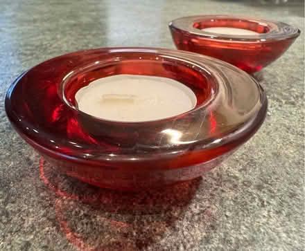Photo of free 2 x Red Glass Tealight Candle Holders (Chaddesden DE21) #1
