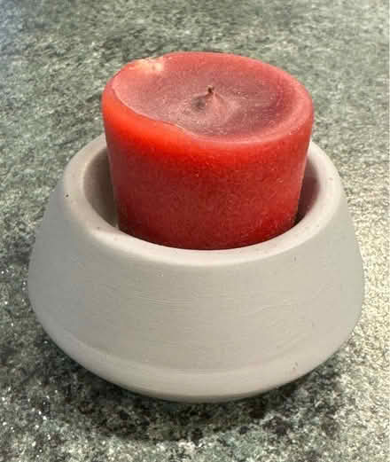 Photo of free Small Grey Ceramic Candle Holder & Candle (Chaddesden DE21) #2