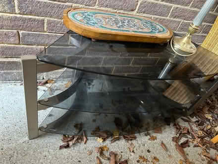 Photo of free Glass and chrome corner TV shelving unit (The Highlands TN39) #1