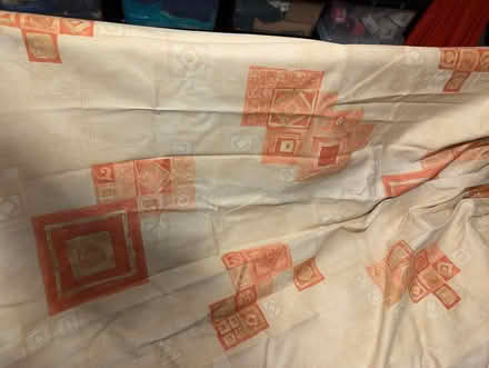 Photo of free Cream curtains/ochre geometric wide (Bearsted. Maidstone.) #1