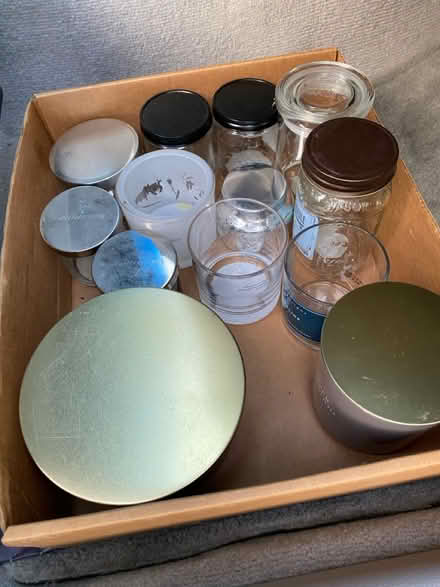 Photo of free Empty candle jars mostly with lids (center moriches NY) #1