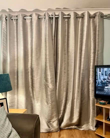 Photo of free NEXT silver curtains (need repair) (TW12 Hampton) #1
