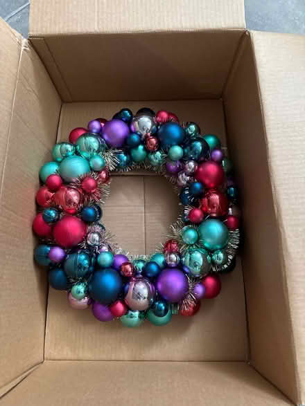 Photo of free Tinsel and baubles Christmas wreath (Wamberal) #1