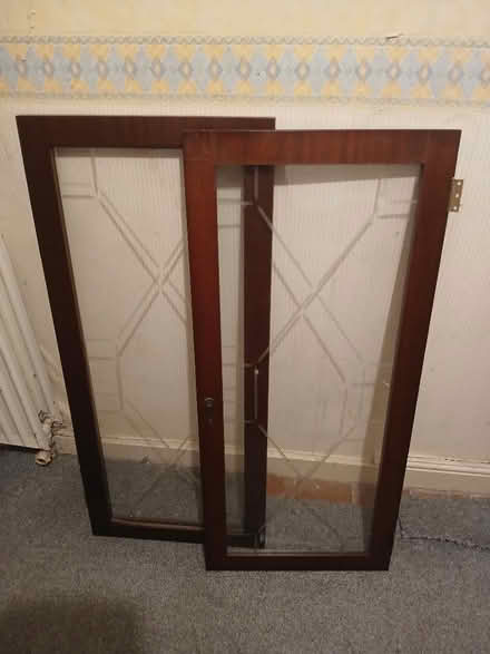 Photo of free Two glazed cupboard doors with hinges and handles (Blakenall WS3) #1