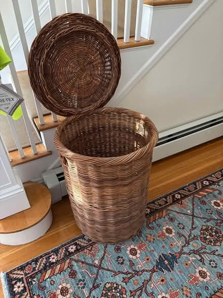 Photo of free Wicker laundry basket (59 Larchwood Dr Cambridge MA) #1