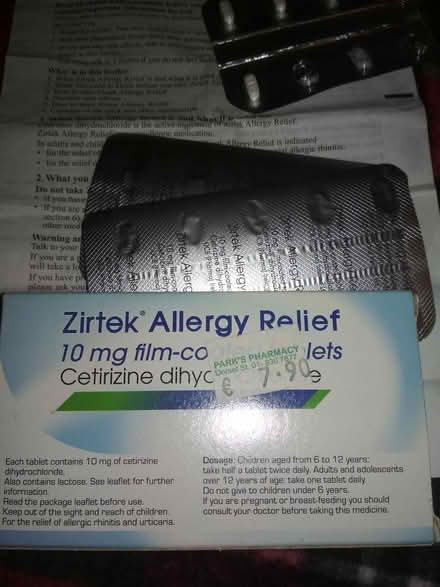 Photo of free Zirtek allergy relief 25 tablets (Dublin central) #2