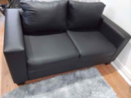 Photo of free Black Leather 2 seater modern sofa (Fazakerley L9) #1