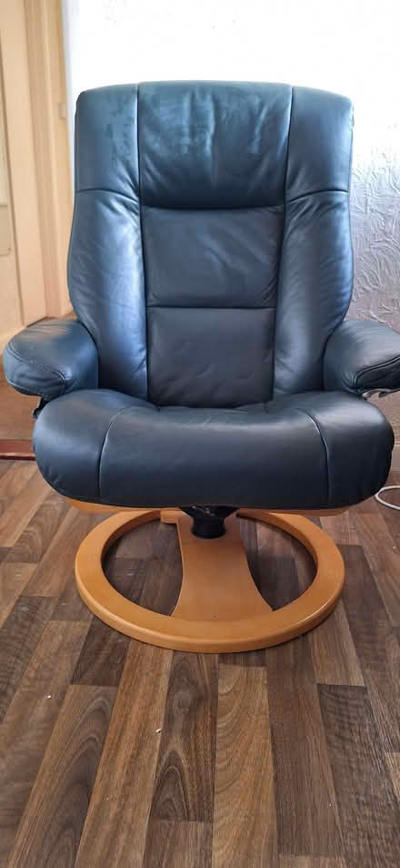 Photo of free Green Faux leather swivel armchair and footstool (Fareham PO15) #1