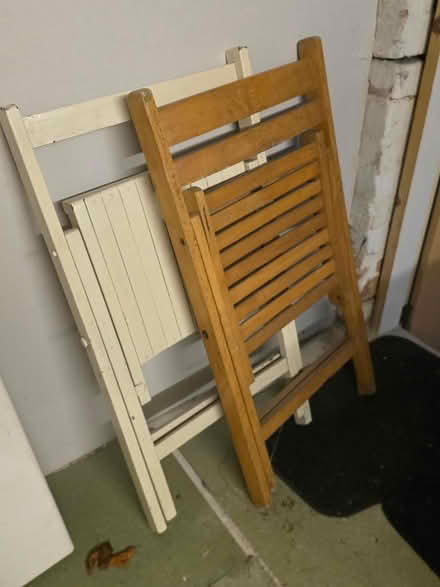 Photo of free 4 wooden folding chairs (Prestwich, M25) #2