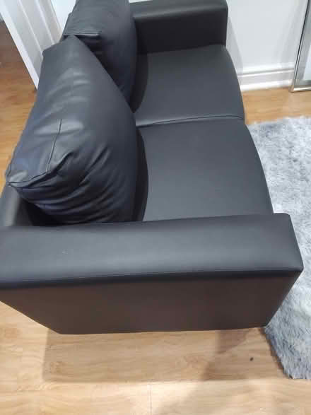 Photo of free Black Leather 2 seater modern sofa (Fazakerley L9) #2