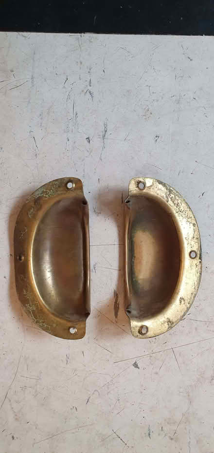 Photo of free antique brass desk drawer handles (Hartington Road BN2) #1