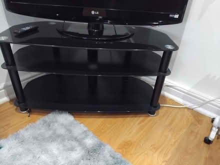 Photo of free Black Glass & chrome TV stand for large TV (Fazakerley L9) #1