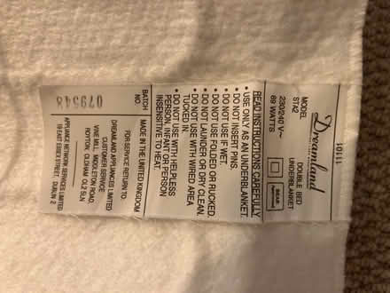 Photo of free Double Dreamland Electric Under Blanket (Garsington OX44) #1