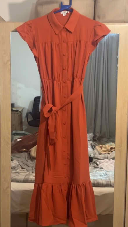 Photo of free Orange midi dress with tie (Coulsdon town station) #1