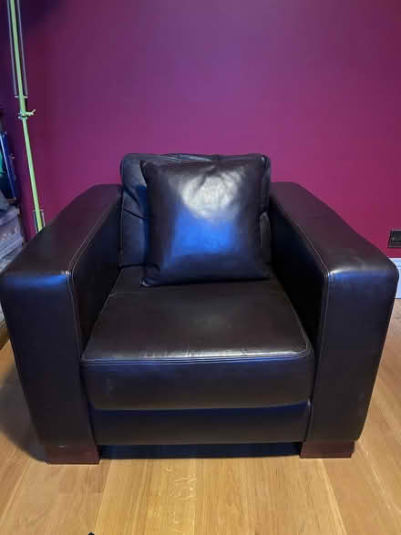 Photo of free 4 seater leather sofa and matching armchair (Northcote Road SW11) #3