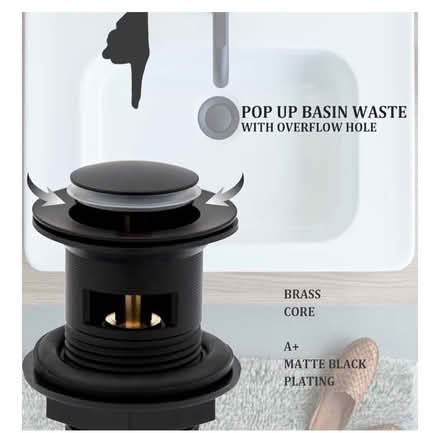 Photo of free Black Matt sink plug (Wood Green N22) #2