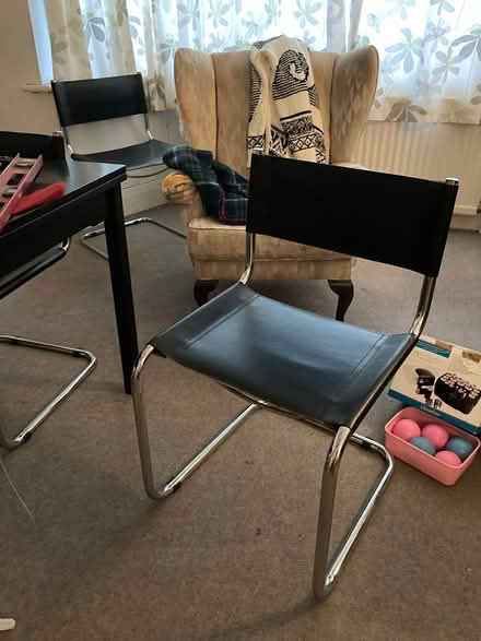 Photo of free 4x black leather/chrome chairs (Norbury SW16) #2
