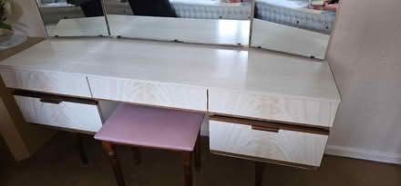 Photo of free Dressing table with trifold mirrors matching bedside tables (Aylestone LE2) #1