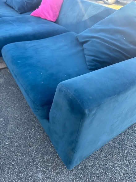 Photo of free teal velvet corner couch (L36) #3