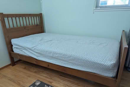 Photo of free Twin bed with mattress (IKEA) (Cupertino Public Library) #1