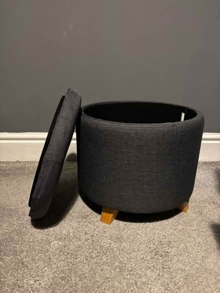 Photo of free Grey Footstool ottoman storage box (Stockport) #1