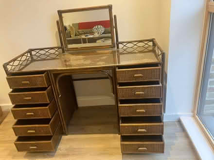 Photo of free Vintage rattan desk (glass top) (Maida Hill W9) #1
