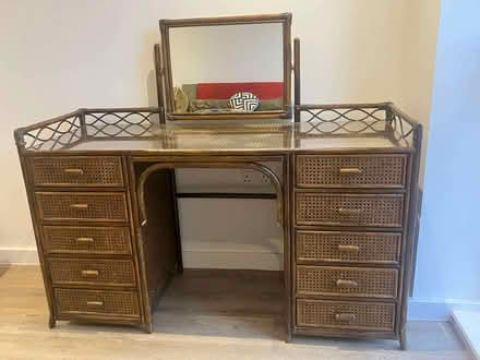 Photo of free Vintage rattan desk (glass top) (Maida Hill W9) #2