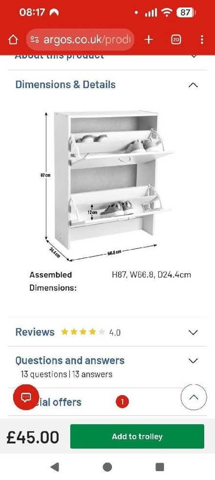 Photo of free Shoe rack cupboard (Caldecott OX14) #1