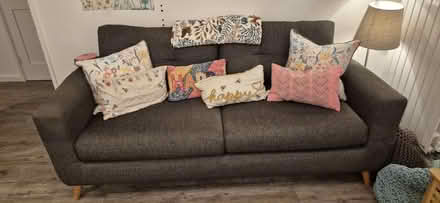 Photo of free Grey Chenille M&S Conran mid century style 3 seater sofa (St Helier SM4) #1