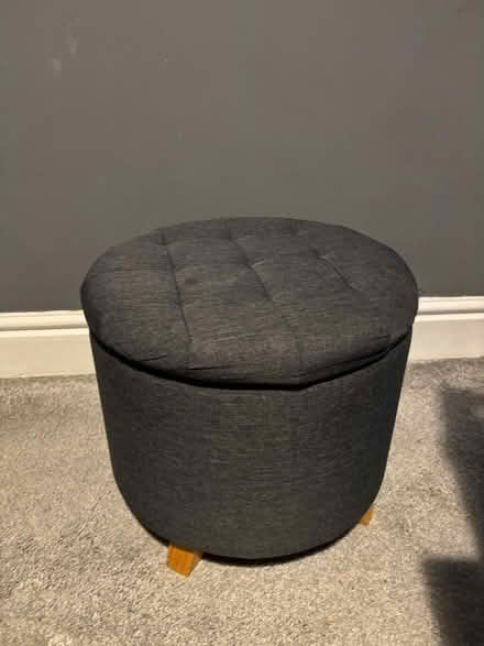 Photo of free Grey Footstool ottoman storage box (Stockport) #2