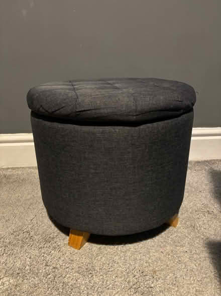 Photo of free Grey Footstool ottoman storage box (Stockport) #4