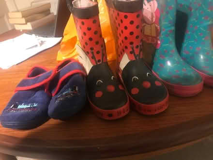 Photo of free 2 pairs wellingtons 1 slippers size 7 (Surbiton KT6) #1