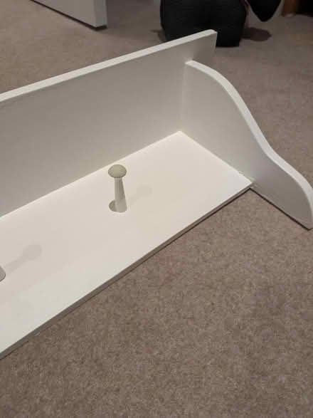 Photo of free White wood shelf with hooks (Weybridge) #3
