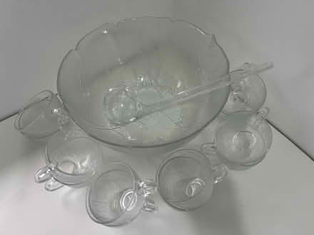 Photo of free Glass Punch Bowl 12 glasses ladle (Thurnby Leicester LE7) #2