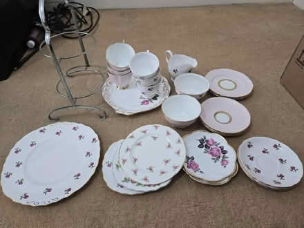 Photo of free Bone china tea set with cake stand (Freehold LA1) #1