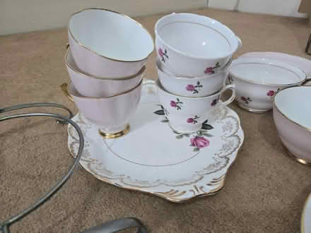 Photo of free Bone china tea set with cake stand (Freehold LA1) #2