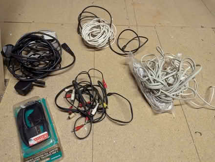 Photo of free Various cables- scart, din, phone extension, TV aerial leads (Eastbourne BN21) #1
