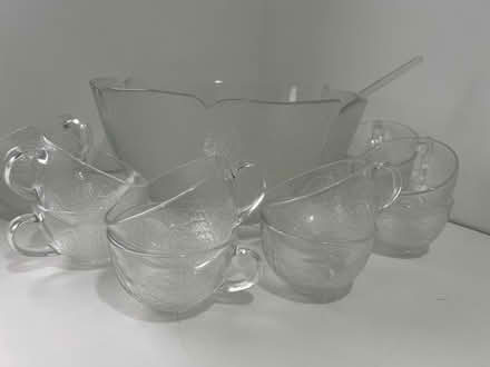 Photo of free Glass Punch Bowl 12 glasses ladle (Thurnby Leicester LE7) #1