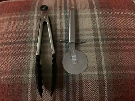 Photo of free Pizza cutter and kitchen tongs (Fords Farm RG30) #1