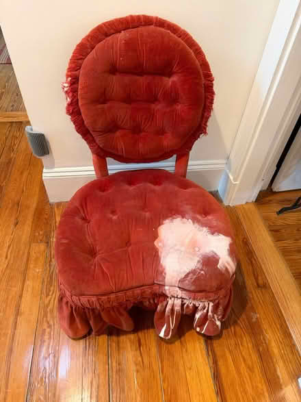Photo of free velvet chair, needs reupholstering (Davis Sq) #1
