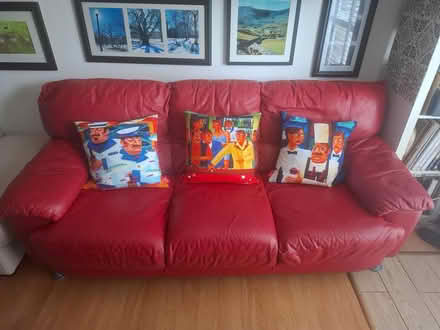 Photo of free Italian red leather couch (Swords) #1