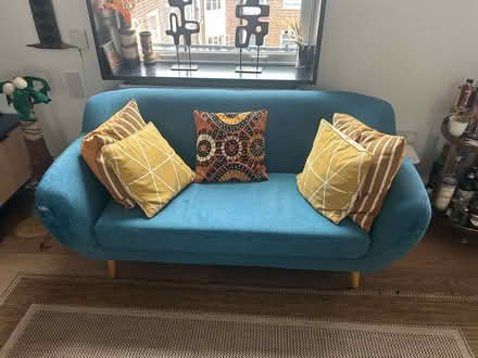 Photo of free Blue 2 seater couch, needs some TLC (Homerton E9) #1