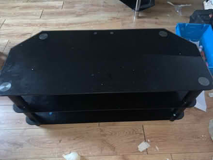 Photo of free Black glass tv stand (Radcliffe) #2