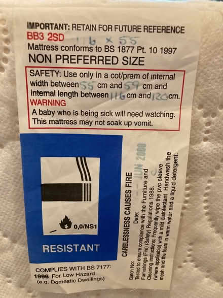 Photo of free Cot mattress (Cople MK44) #1