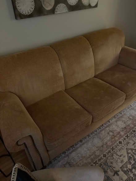 Photo of free Gold 3 cushion sofa (Old part of Sycamore, Illinois) #2