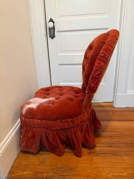 Photo of free velvet chair, needs reupholstering (Davis Sq) #3