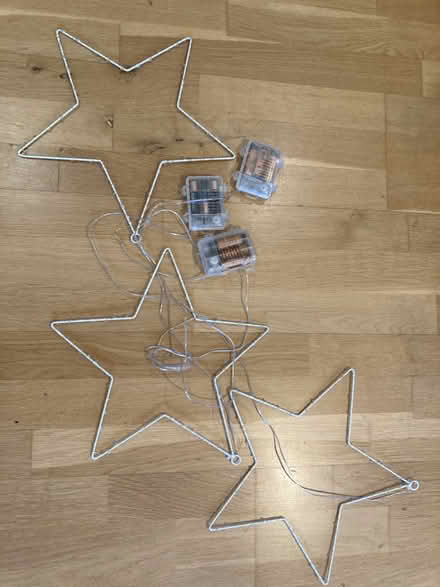 Photo of free 3 large wire stars with coloured lights built in (Kew TW9) #1