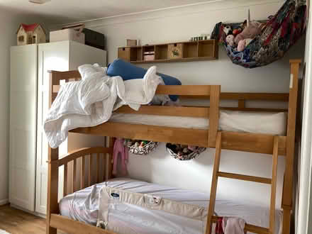 Photo of free Wooden Bunk bed, splits into 2 singles (Heysham Village LA3) #1