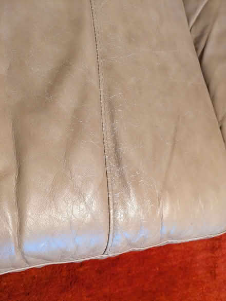 Photo of free Comfortable Leather 3 Seater Beige Sofa (Barkham RG41) #2