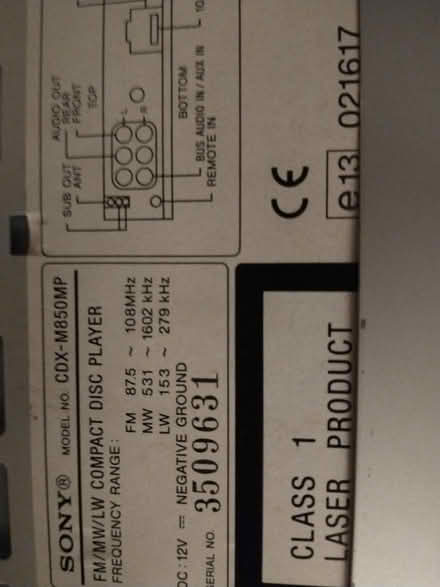 Photo of free Sony Cd player for car (NE2 Spital Tongues) #3